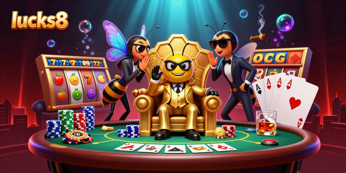 Experience the thrill of gaming with lucks8 in this vibrant 3D casino illustration featuring dynamic characters and exciting game elements.