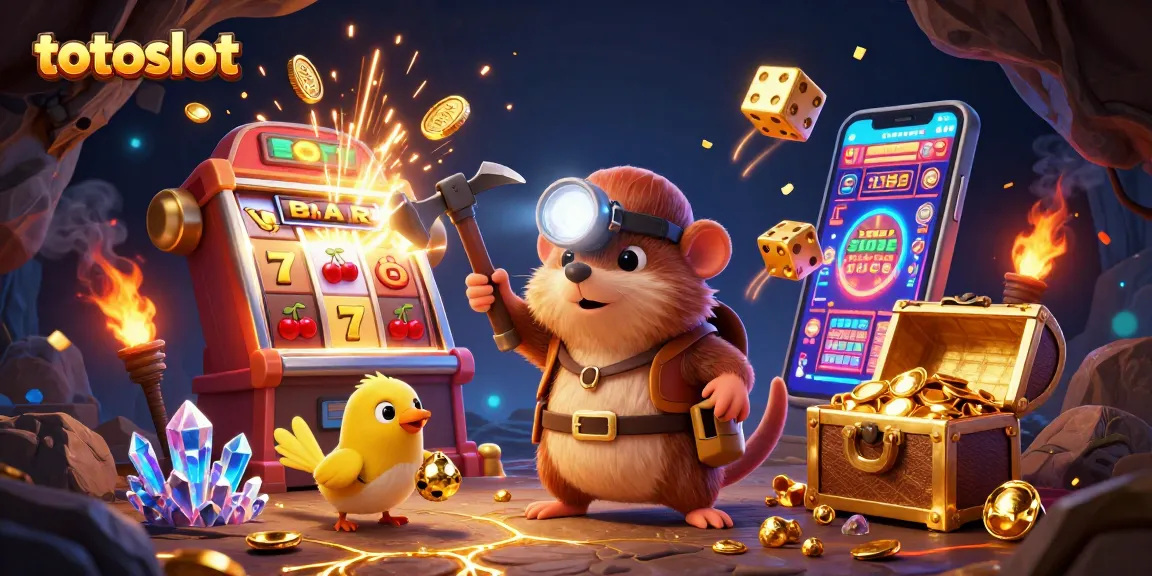 Experience the thrill of totoslot with a vibrant treasure-filled 3D casino scene.