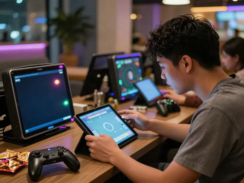 Pengalaman bermain mesinmpo di slot Mahjong dengan atmosfer modern dan pencahayaan yang dinamis.