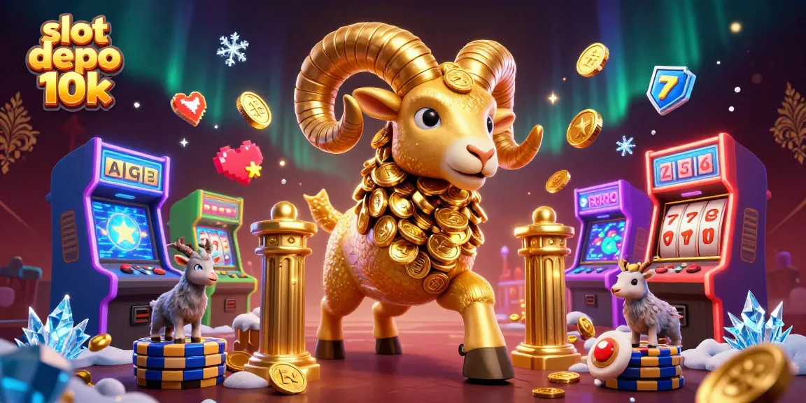 Experience mega wins with slot depo 10k themed 3D illustration showcasing exciting gameplay.