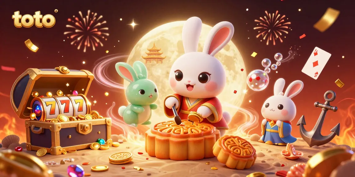 Explore toto's winning excitement featuring a festive lunar casino with slots and poker chips for players.