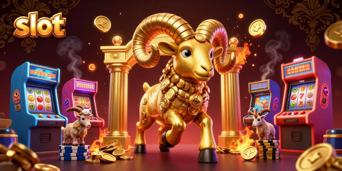 Putar slot dengan ram emas besar dan simbol jackpot dalam ilustrasi bernuansa kasino yang menakjubkan.