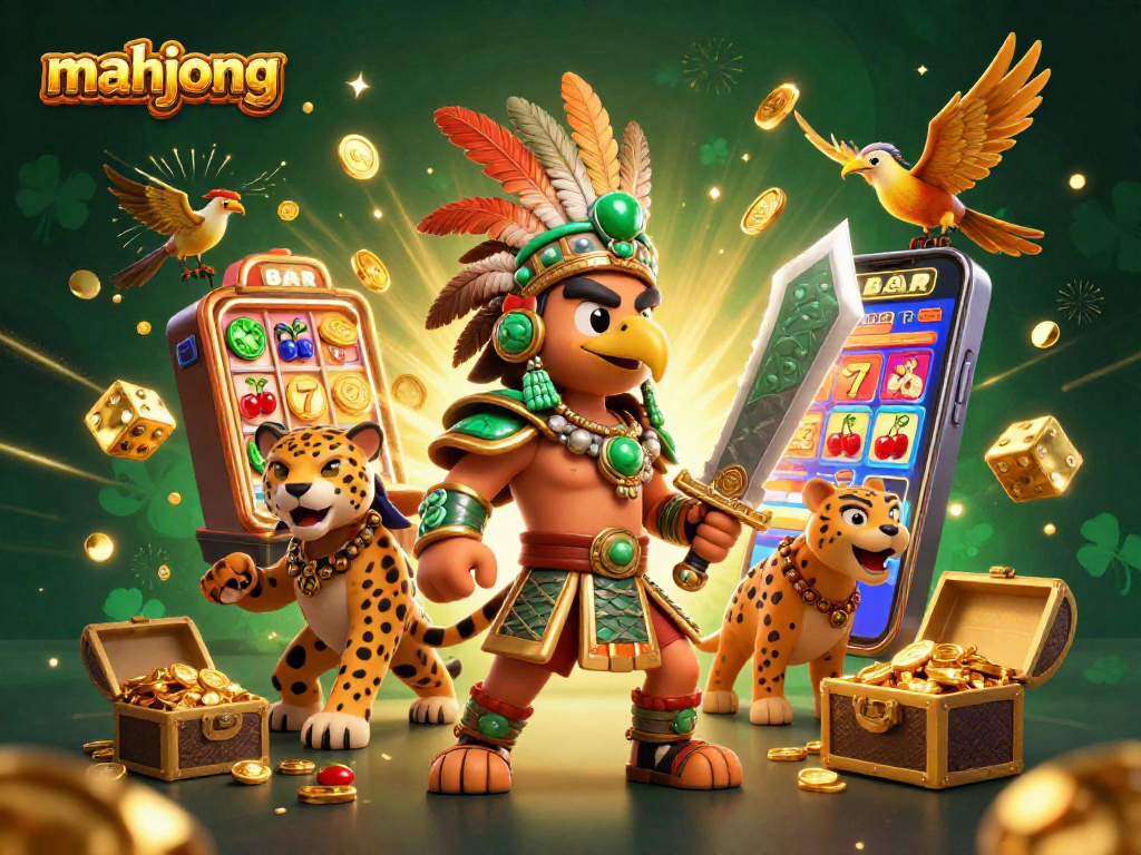 Play mahjong slots with excitement amidst a vibrant jackpot explosion of coins and symbols.