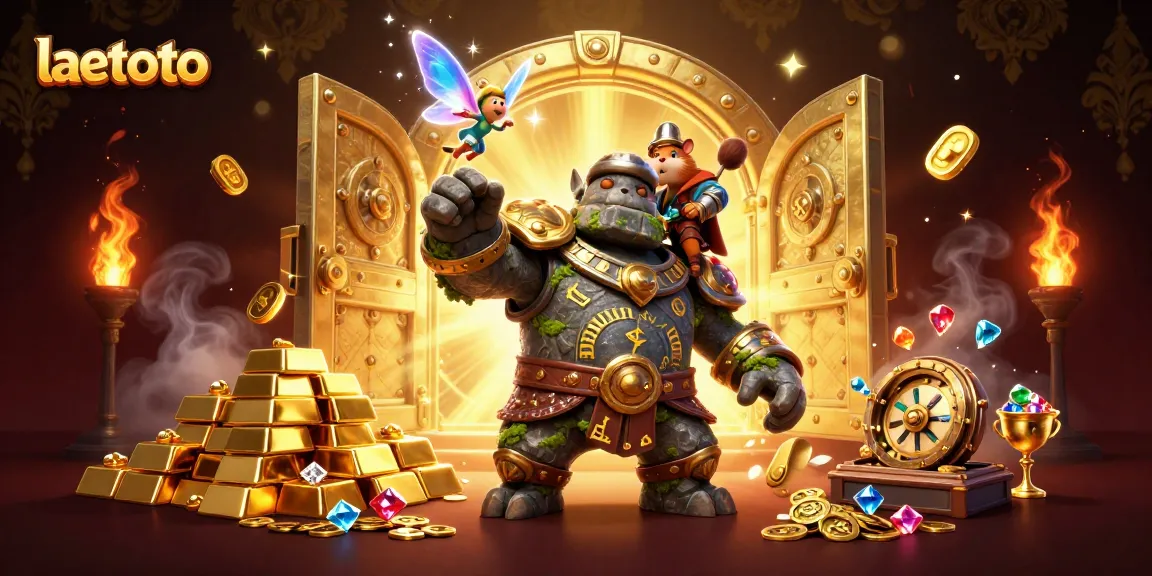 Spin and win with laetoto as magical characters unveil treasures in an exciting casino scene.