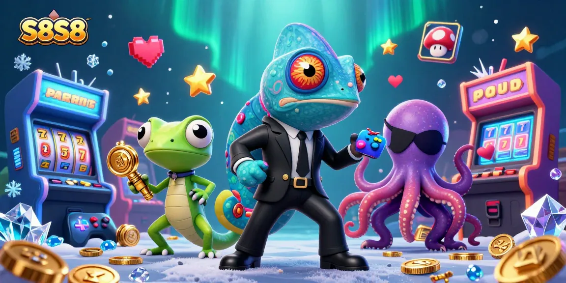S8S8 showcases a thrilling online casino atmosphere with colorful 3D elements and dynamic characters.