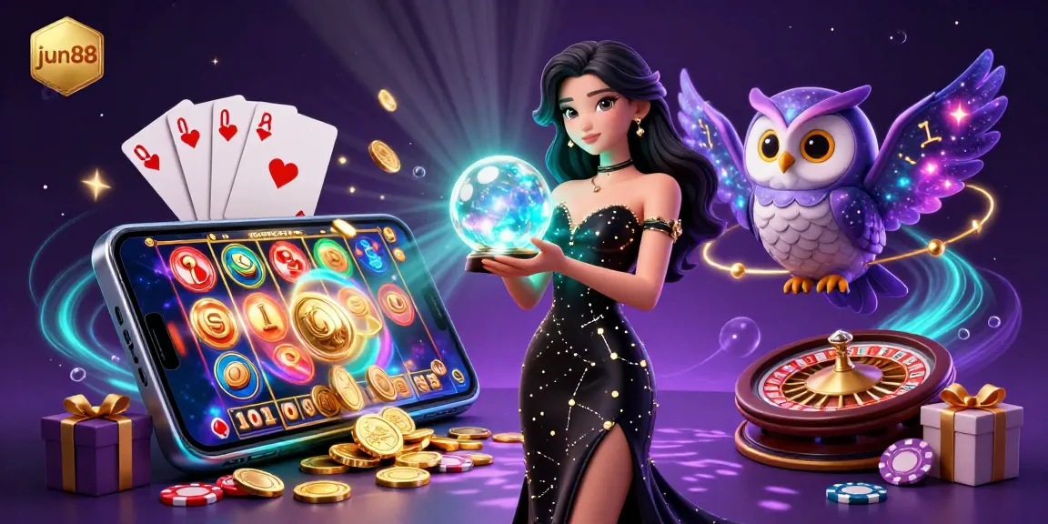 Experience thrilling gameplay at jun88 with this vibrant 3D casino illustration showcasing dynamic slot games and captivating elements.