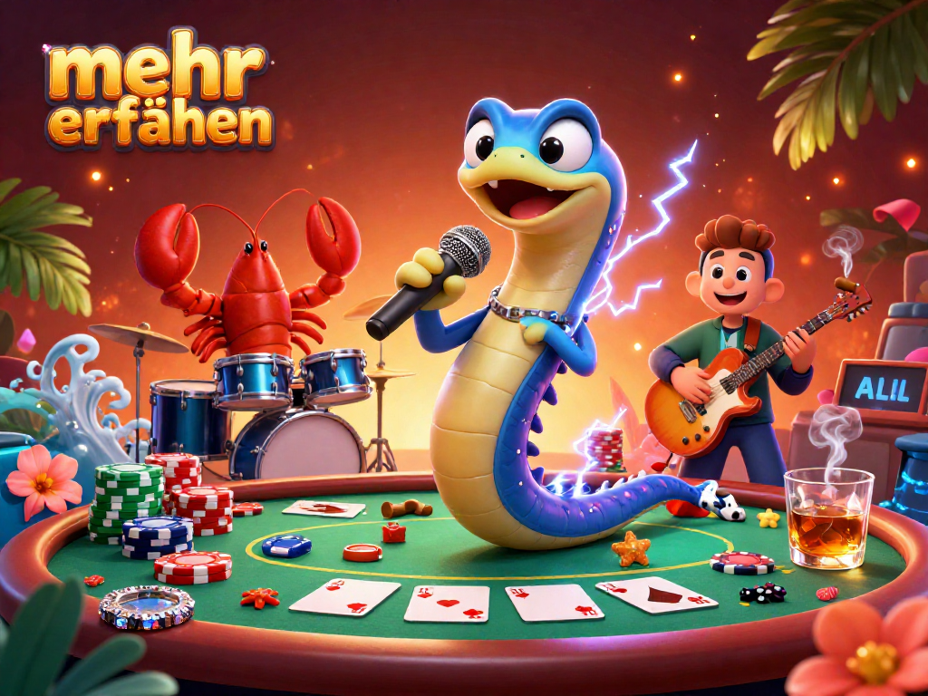 Experience a live casino performance with a DJ eel, lobster drummer, and seahorse guitarist while playing poker more erfahren.