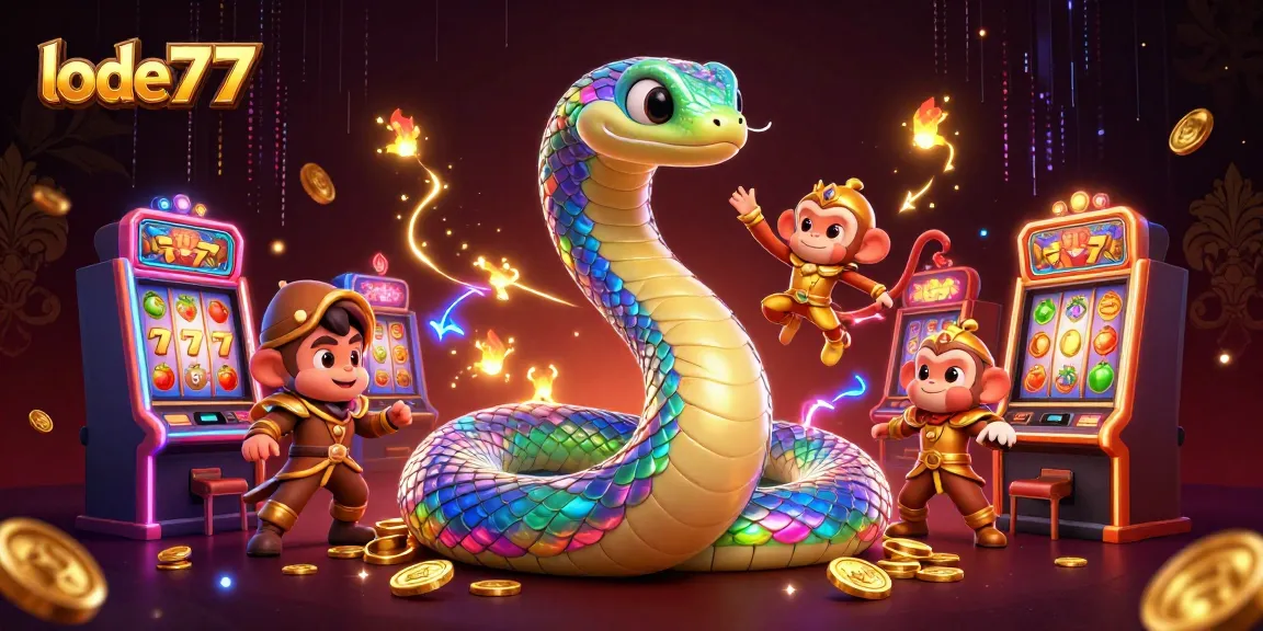 Spin the reels at lode777 with a vibrant 3D cartoon scene celebrating online slots.