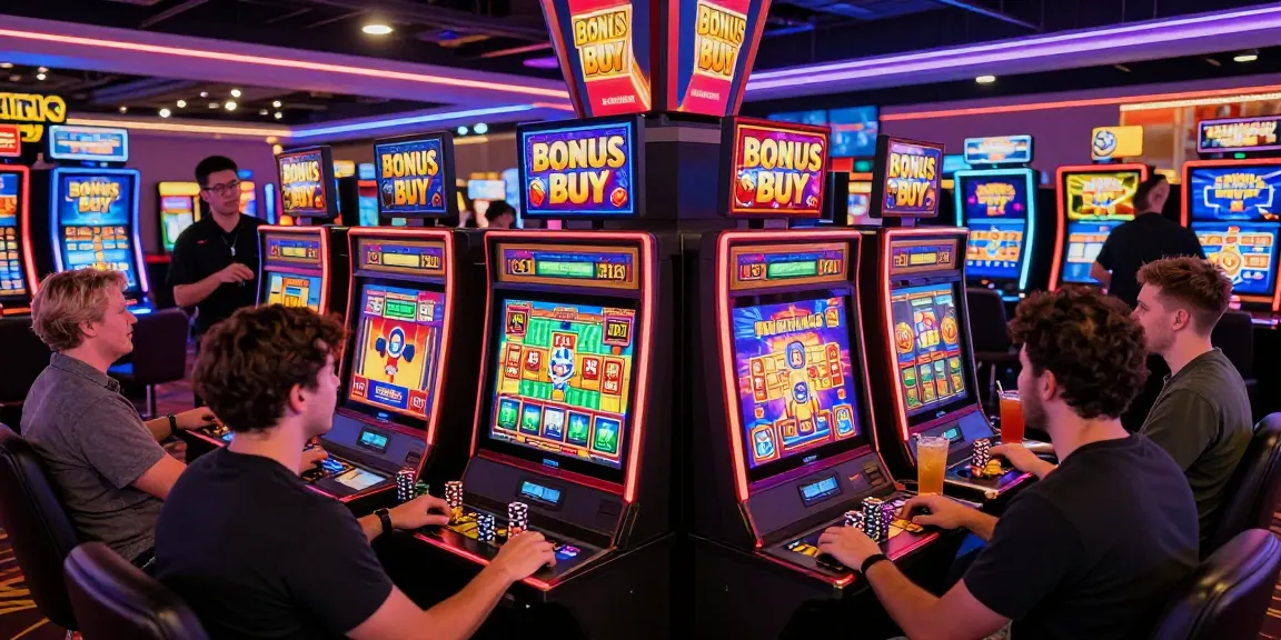 Exciting Bonus Buy slots gaming atmosphere at https://bbsfieldguide.org.uk/, highlighting players enjoying vibrant slot machines and engaging with interactive features.