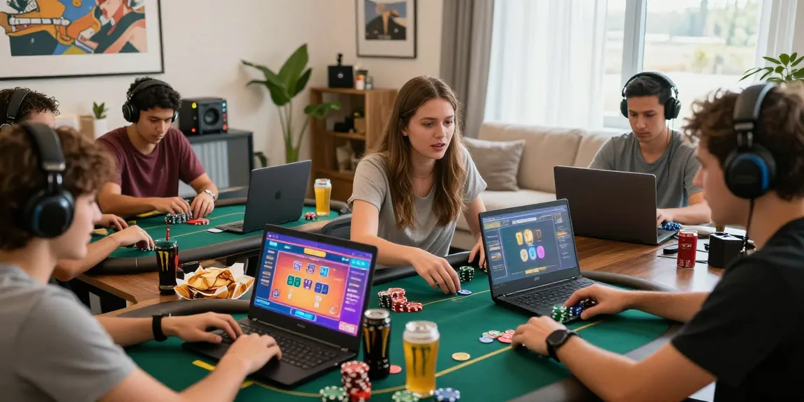 Engaged players at an online poker tournament, showcasing the excitement of Agen Poker Online and friendly competition.