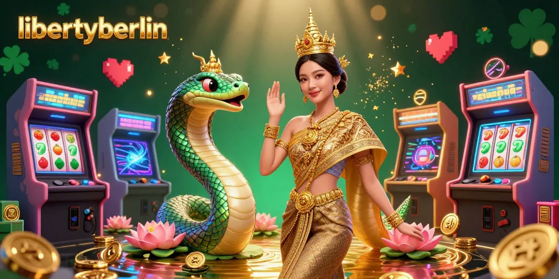 Experience the thrill of gaming with libertyberlin's vibrant 3D illustration featuring a traditional Thai dancer and a magical Naga serpent.