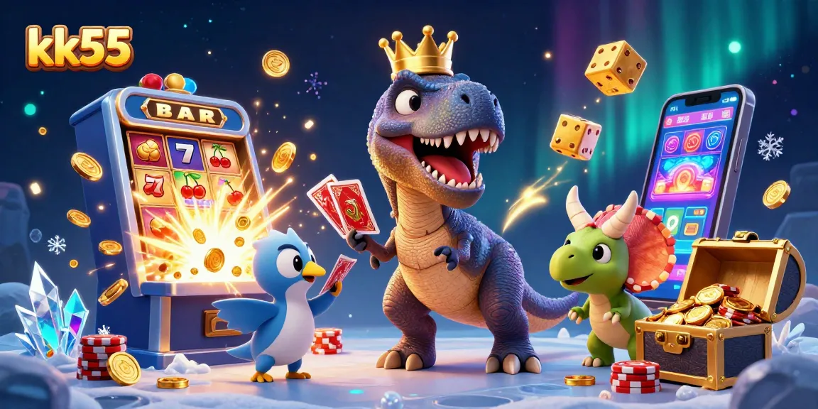 Enjoy a vibrant kk55 casino scene with playful characters and thrilling game elements.