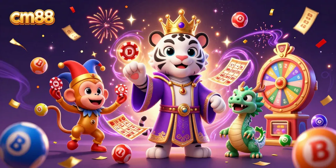 Experience the excitement of cm88 with a lively 3D casino scene featuring vibrant game elements.