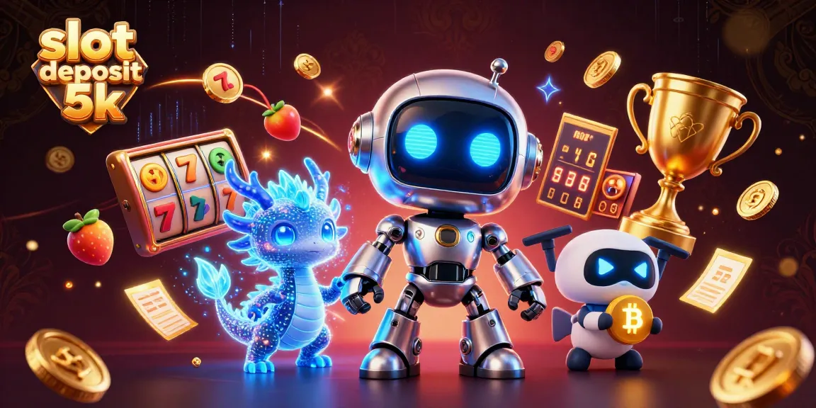 Experience the thrill of slot deposit 5k with dynamic gaming elements and a futuristic mascot.
