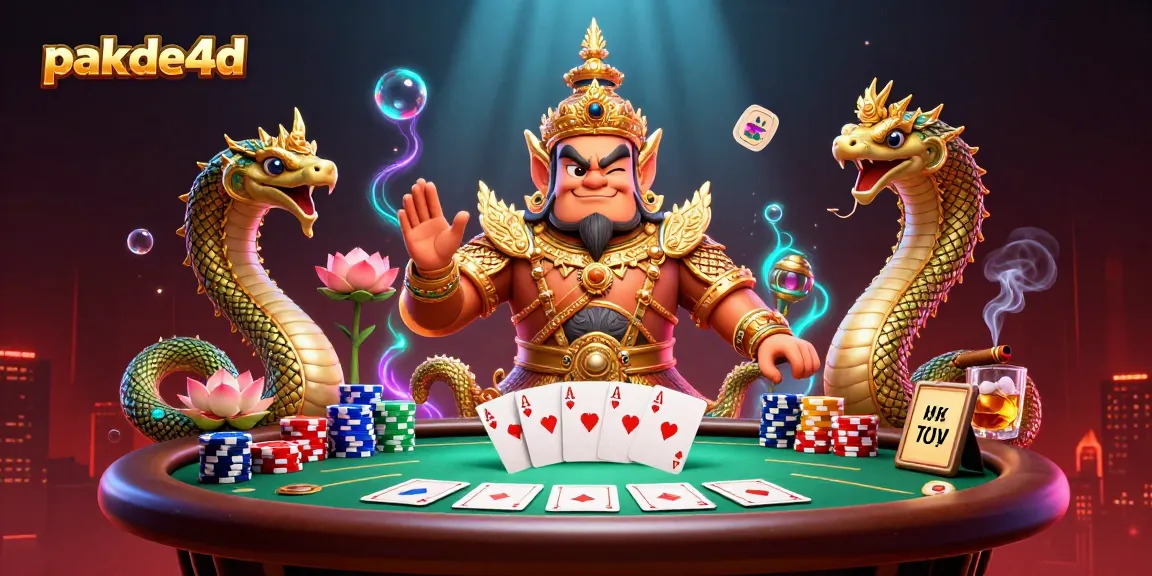 Engage with pakde4d as you play at a vibrant poker table surrounded by fortune symbols.