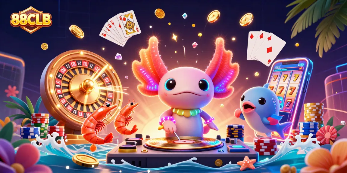 Experience 88CLB's colorful casino atmosphere with an electrifying DJ and vibrant gaming elements.