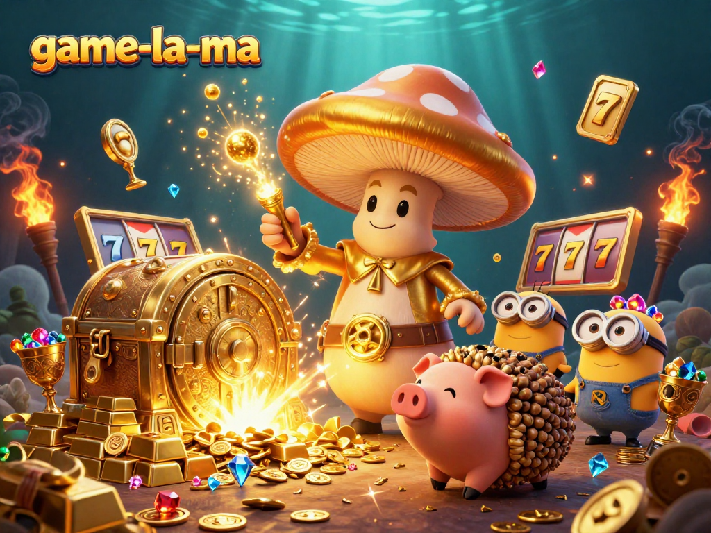 Experience enchanting adventures with game-la-ma's golden wizard and treasure in dynamic casino scenes.