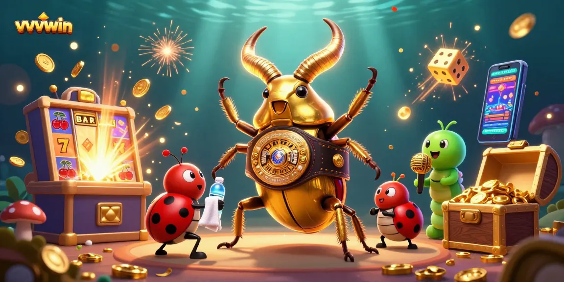 Engage in exciting gameplay with vvvwin's vibrant 3D illustration featuring dynamic casino elements and characters.