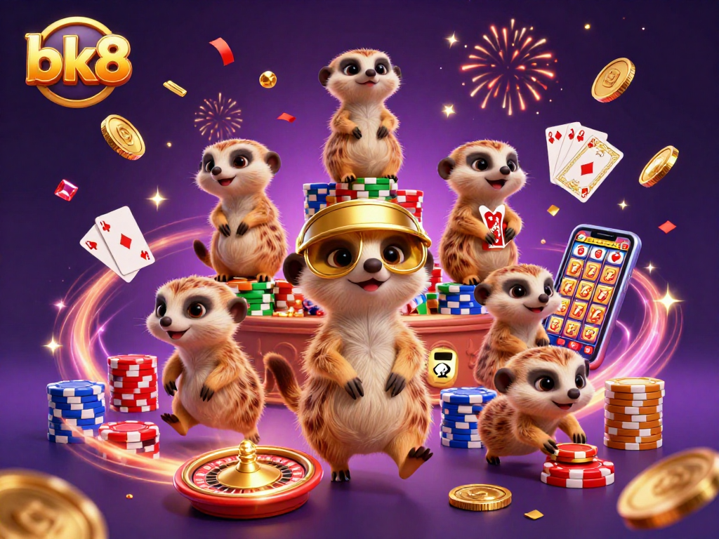 Experience the excitement of bk8 with meerkats in a vibrant casino, blending games and fun.