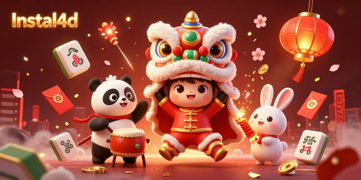 Experience the thrill of Instal4d with a vibrant lion dance in a dynamic casino scene.
