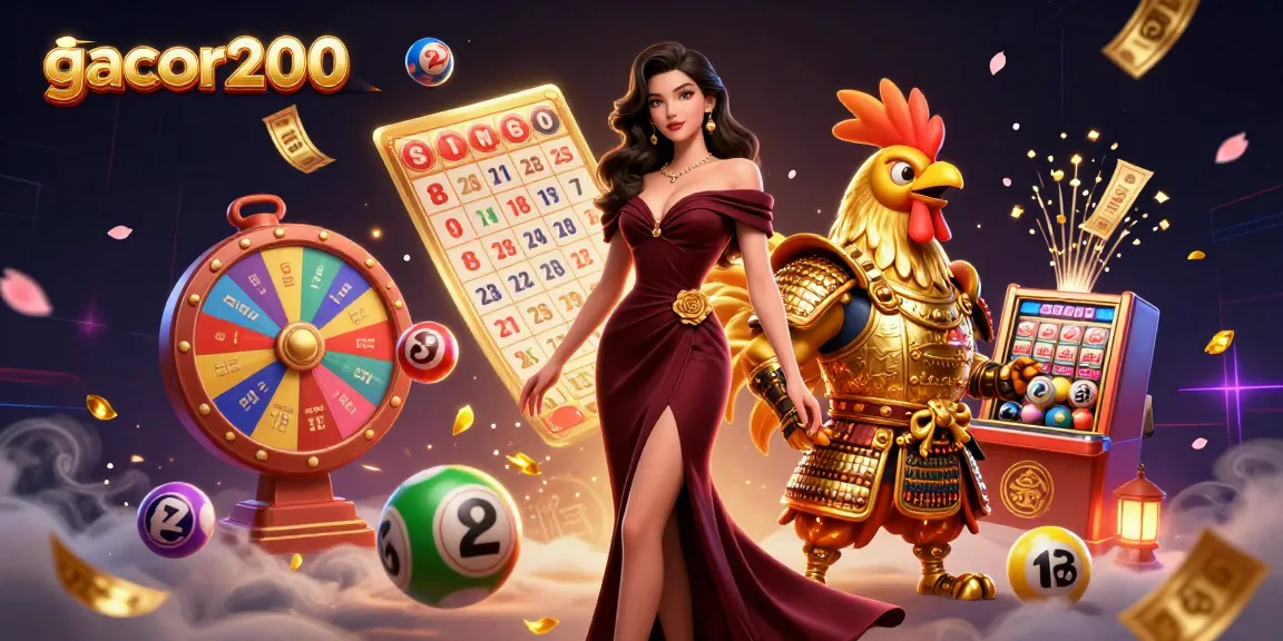Join the exciting world of gacor200 with vibrant lottery action featuring stylish characters and game elements.