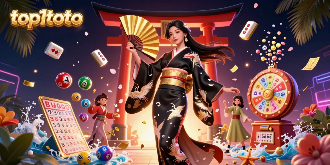 Engage with top1toto's dynamic gaming scene, featuring colorful lottery elements and lively action.
