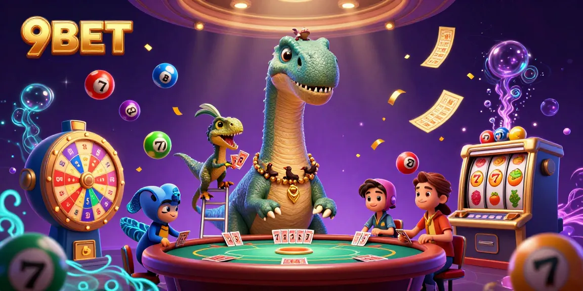 Experience the excitement of 9BET with a colorful illustration showcasing vibrant casino elements.