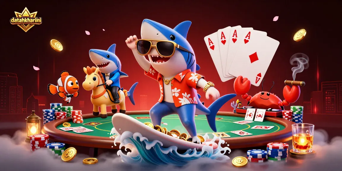 Visualisasi menarik tentang datahkhariini dengan karakter 3D kasino dan elemen perjudian.