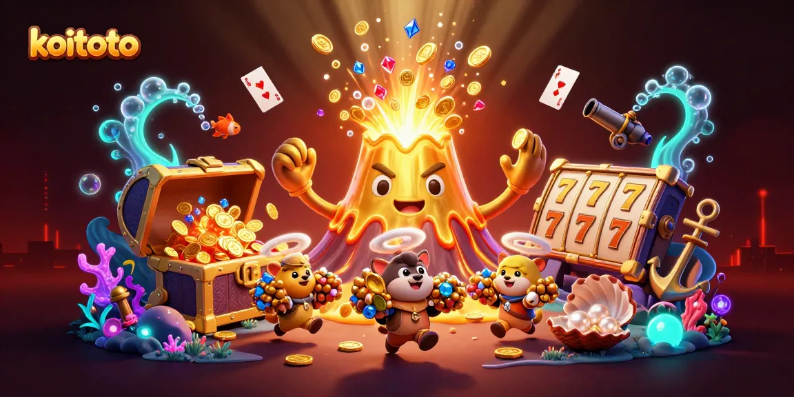 Experience thrilling jackpots at koitoto with vibrant slot reels and treasures in a dynamic casino scene.