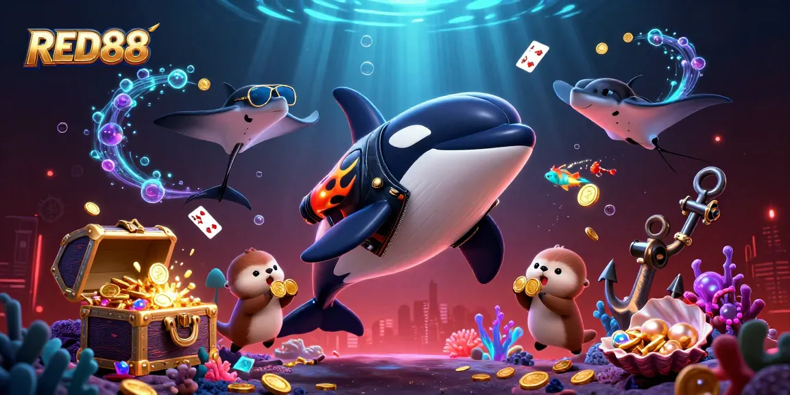 Experience winning with RED88 in this vibrant underwater casino scene filled with excitement.