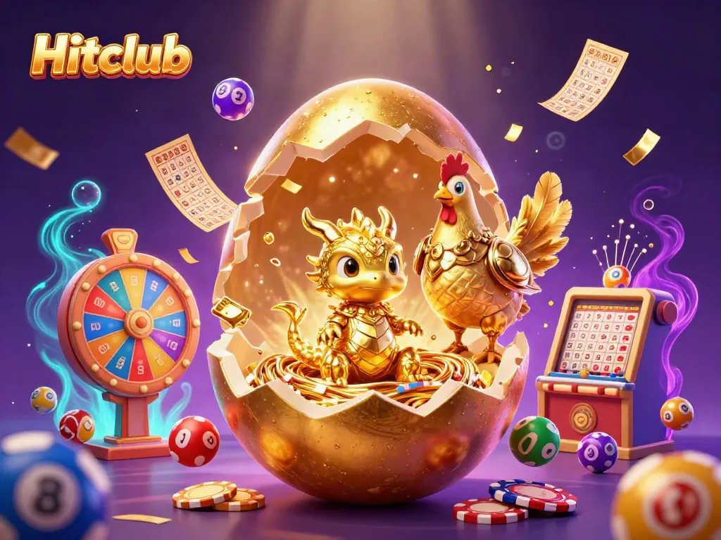 Engage in thrilling gaming at Hitclub with a fantastic golden dragon and vibrant lottery elements.
