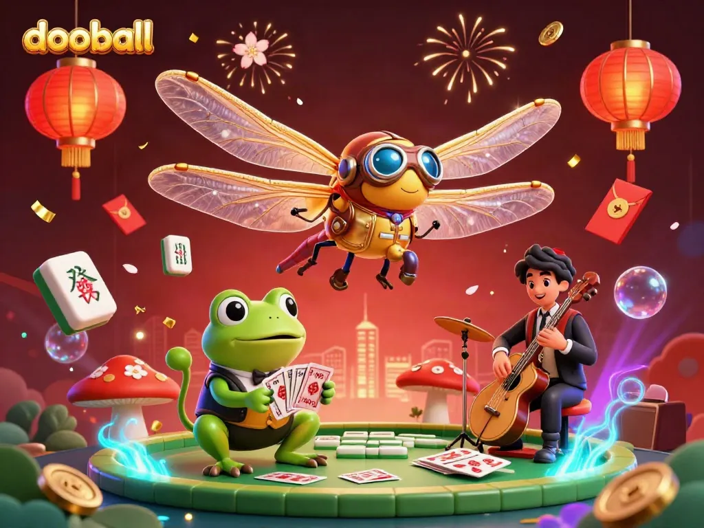 Experience the thrill of dooball with this vibrant 3D illustration of a lily pad casino, featuring captivating characters and dynamic elements.