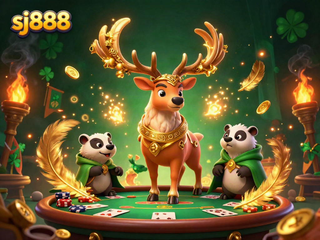 Experience thrilling poker action and magical elements in a festive sj888 casino scene.