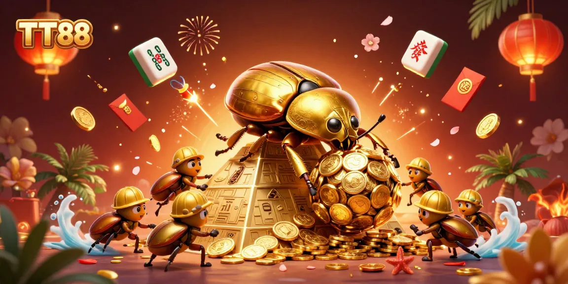 Engage with TT88's vibrant casino adventure featuring golden elements and dynamic gambling action.