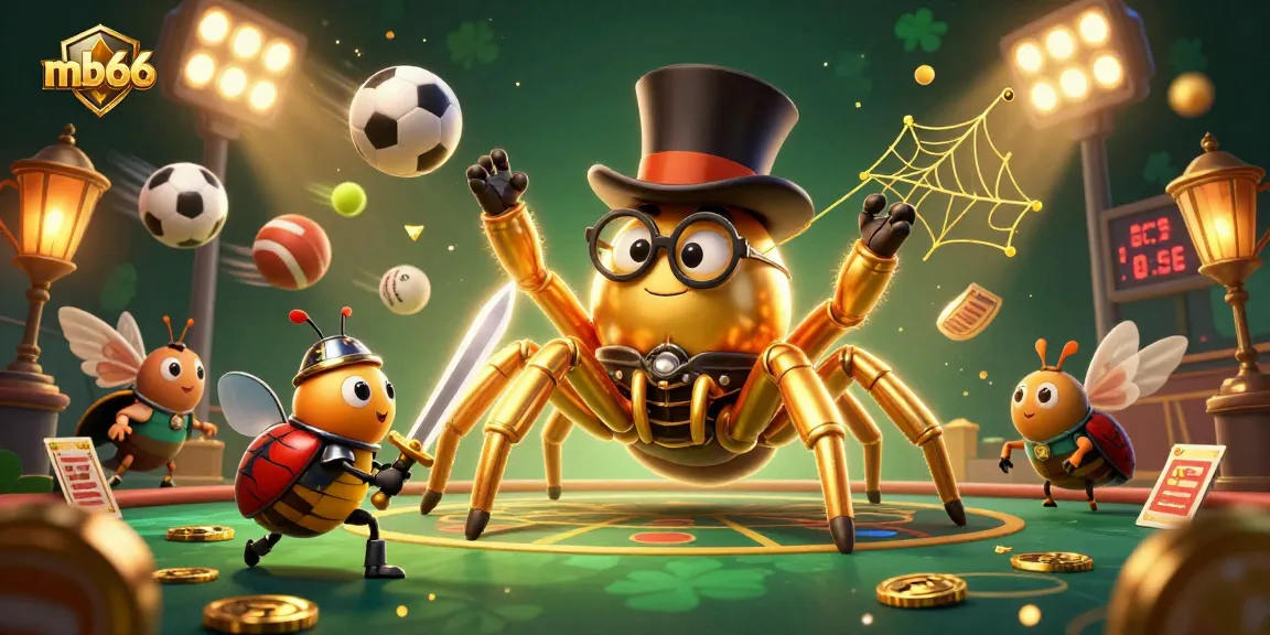 Experience vibrant gaming at mb66 with a golden tarantula and brave knight at the casino.