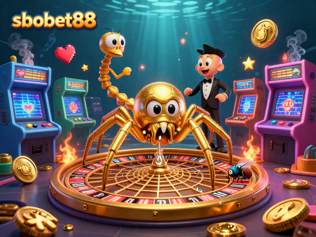 Experience sbobet88 action in a thrilling roulette web scene with animated characters.