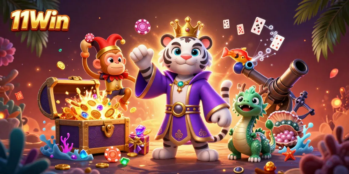 Experience thrilling gameplay with 11Win's vibrant casino characters and dynamic gaming elements.