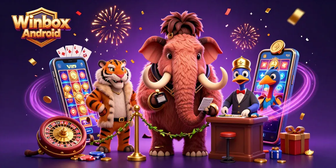 Experience fun and thrilling gaming with the Winbox Android mobile app, featuring vibrant casino visuals.