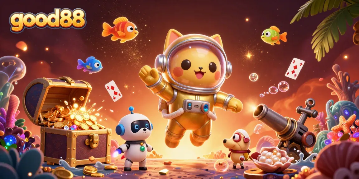 Experience thrilling wins at good88 with a vibrant 3D casino scene.