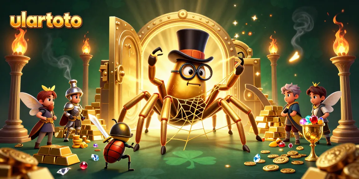 Engage with ulartoto's exciting lottery scene featuring a golden tarantula and brave beetle knight.