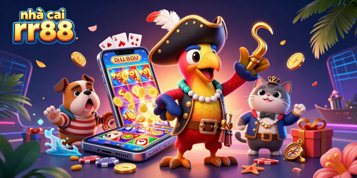 Engage with nhả cái rr88 through vibrant casino games featuring pirates and treasure symbols.