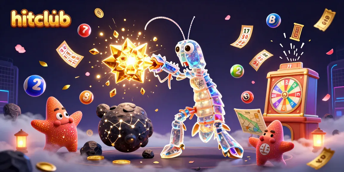 Hitclub players engage with vibrant lottery elements, capturing a dynamic gambling scene filled with excitement.
