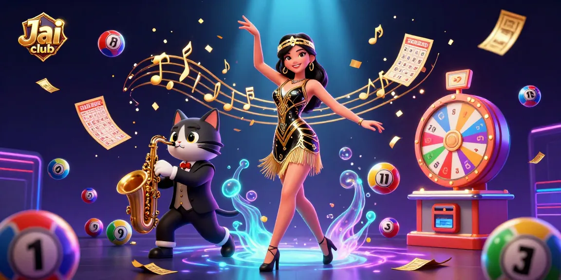 Experience thrilling excitement at Jai club with vibrant lottery balls and engaging gameplay elements in a dynamic illustration.