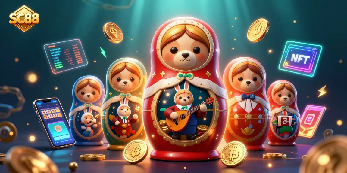 Join the action with SC88: a vibrant illustration of bears in casino attire amid glowing crypto elements.