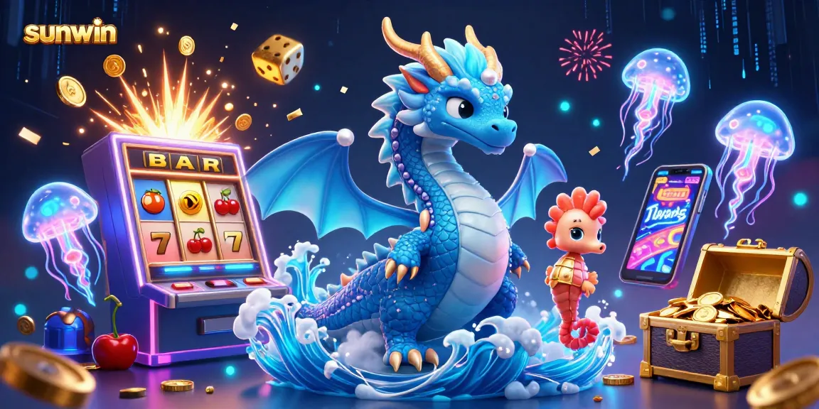 Experience thrilling action with sunwin's vibrant casino games featuring a dragon, seahorse knight, and jackpots.
