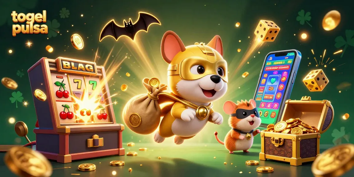 Experience togel pulsa adventures with colorful casino games and vibrant characters in this dynamic illustration