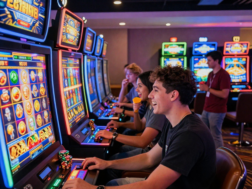Exciting slot88 gaming moment with players cheering over jackpot wins in a modern casino.