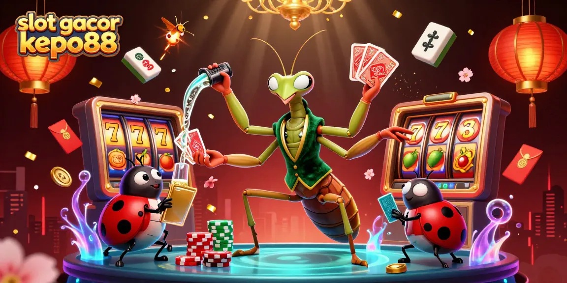 Engage with exhilarating slot gacor kepo88 experiences featuring giant mantis dealers amidst vivid casino elements.