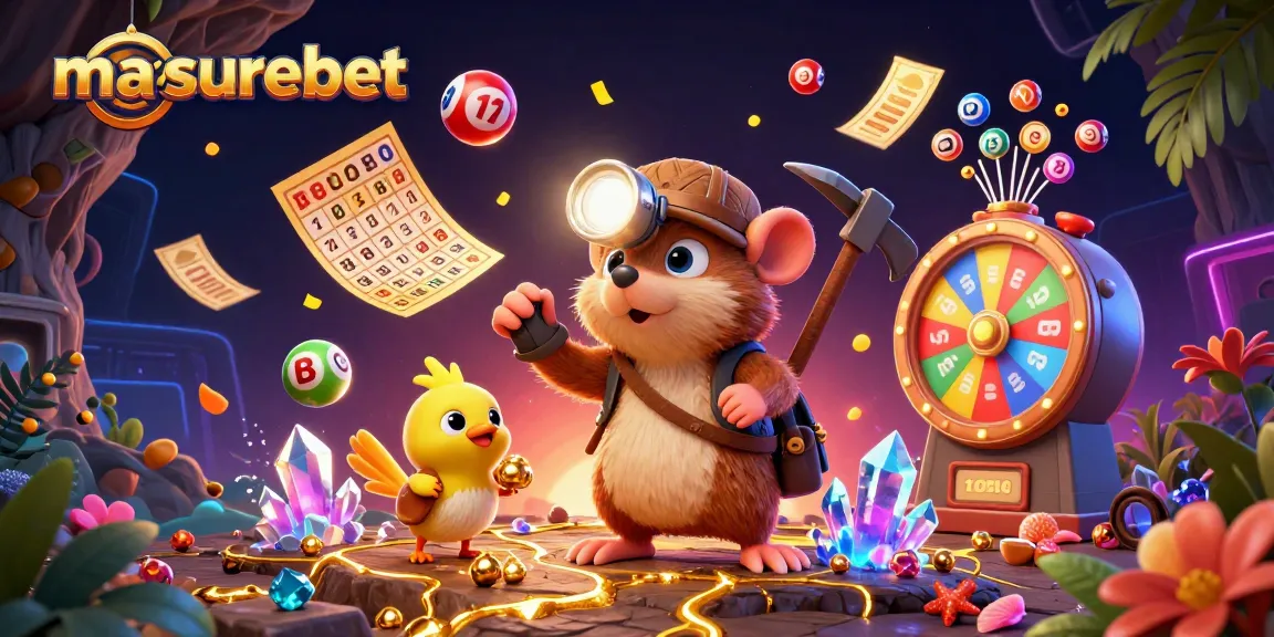 Experience lottery excitement with masurebet in a vibrant scene filled with colorful balls and prizes.