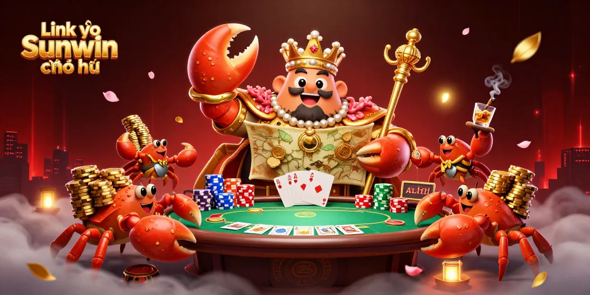 Experience the thrill of Link vào Sunwin chính thức with our gaming highlights featuring the golden crab emperor, poker elements, and vibrant atmosphere.
